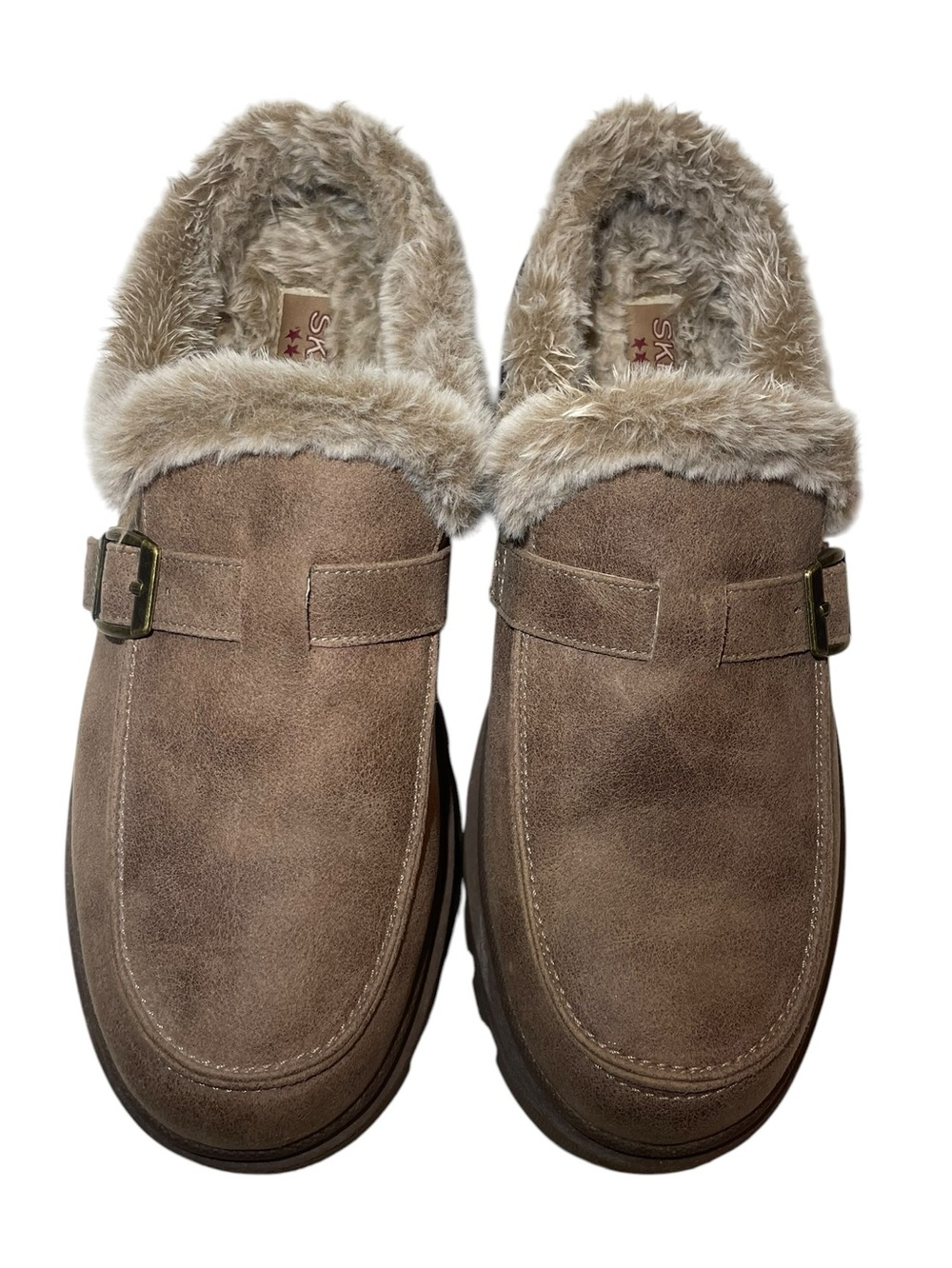 Skechers Forever Retro Shindigs Faux-Fur Lined Slip-On Chocolate Clogs Women's 9